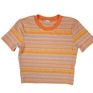 Zara Multicolor Striped Knit Shirt Stretch Womens Large